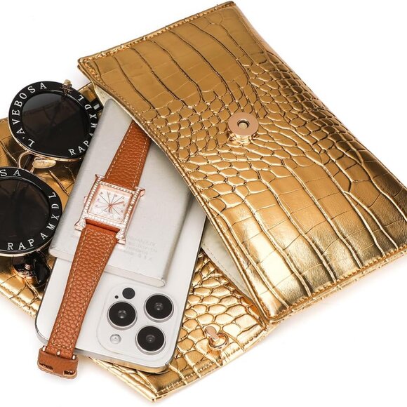 Gold Envelope Handbag for Elegant Nights - Lightweight & Practical Evening Use - Picture 5 of 8